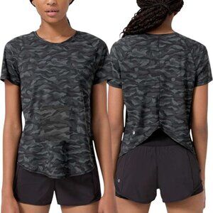 Lululemon Rise and Run Short Sleeve Sequoia Camo Black Size 4 UV
